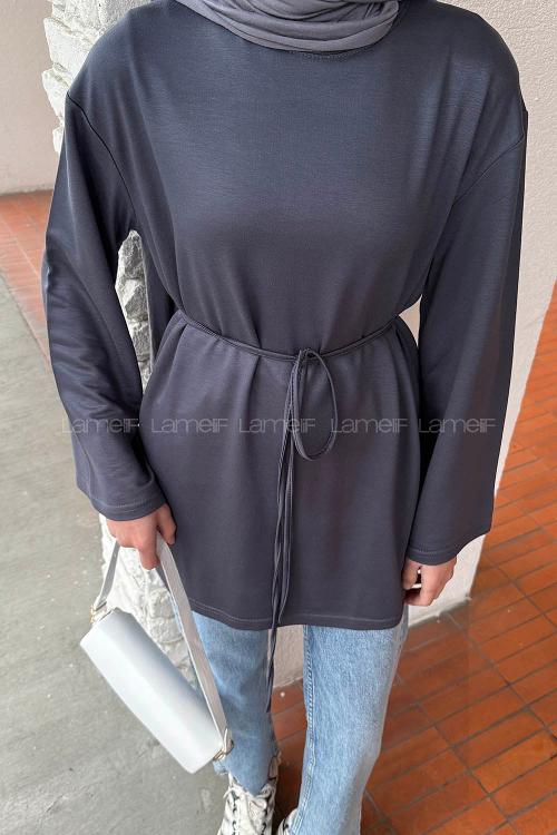 Lamelif Bağlama Detaylı Sweat Antrasit