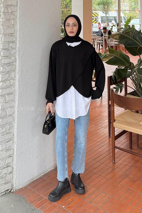 Lamelif İki Parça Tunik Siyah