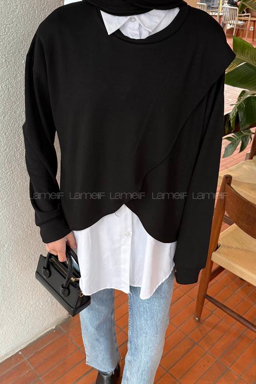 Lamelif İki Parça Tunik Siyah