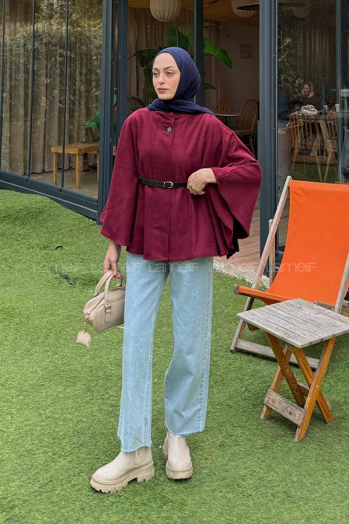 Lamelif Kemerli Panço Bordo