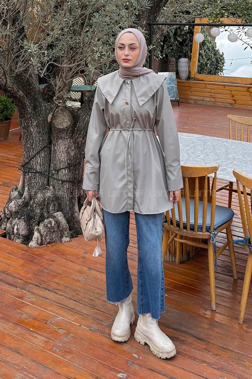 Lamelif Sivri Yaka Gömlek Mint Yeşili