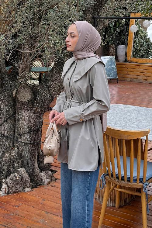 Lamelif Sivri Yaka Gömlek Mint Yeşili