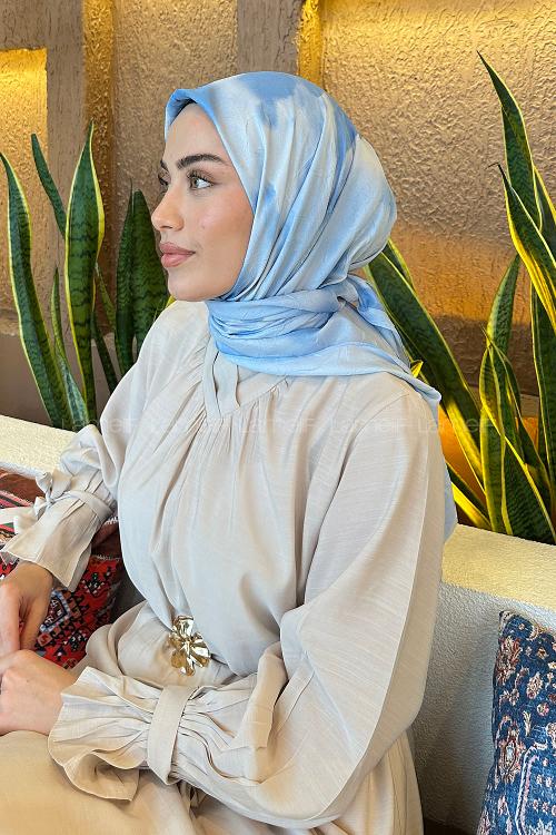 Lamelif Batik Desen Bambu Eşarp Bebe Mavisi