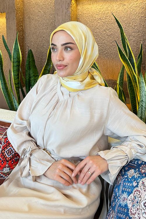 Lamelif Batik Desen Bambu Eşarp Sarı