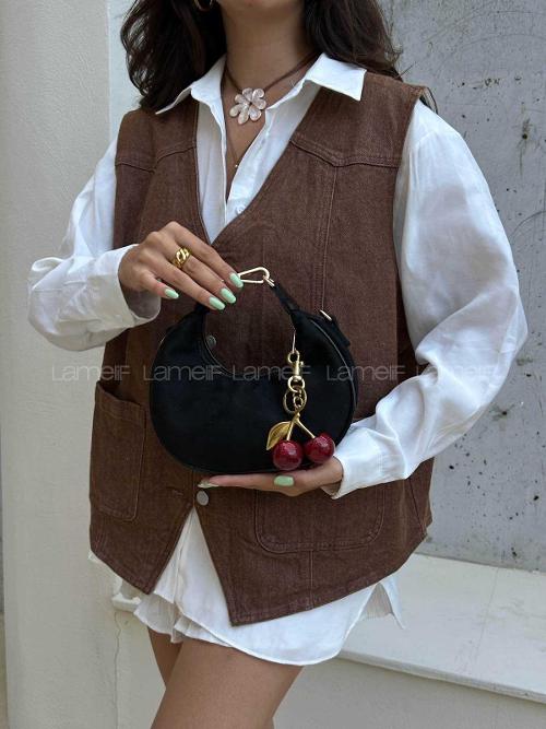 Lamelif Betty Süet Model Charm Hediyeli Kadın El Ve Omuz Çantası