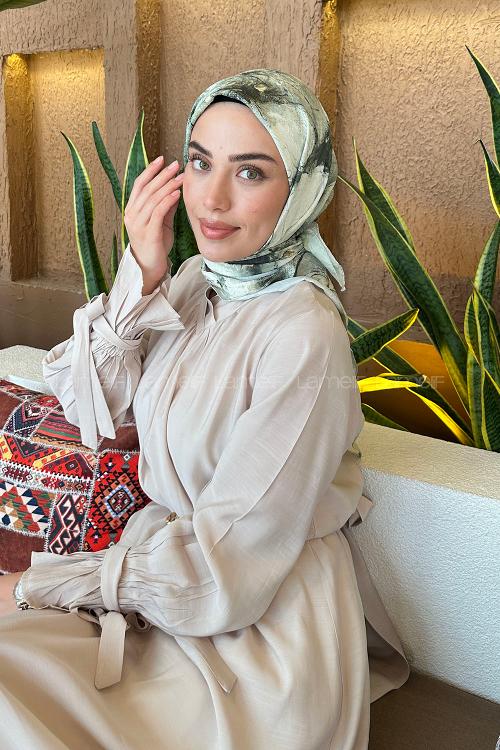 Lamelif Bohem Çiçek Desen Bambu Eşarp Mint Yeşili