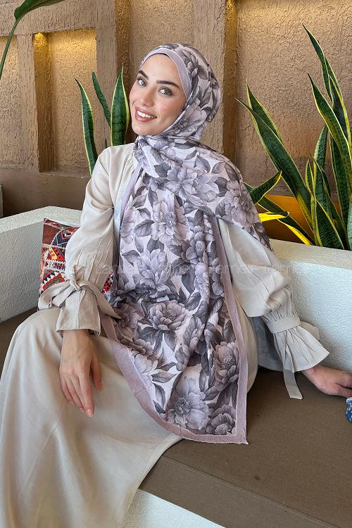 Lamelif Lotus Desen Bambu Şal Pudra