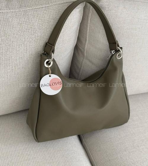 Lamelif Halka Detaylı Yumuşak Deri Ayarlanabilir Omuz Askılı Salaş Kadın Çanta