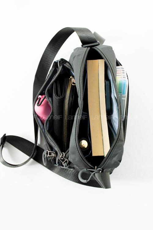 Lamelif San Morris Kadın 3 Gözlü Paraşüt Kumaş Ayarlanabilir Çapraz Askılı Çanta