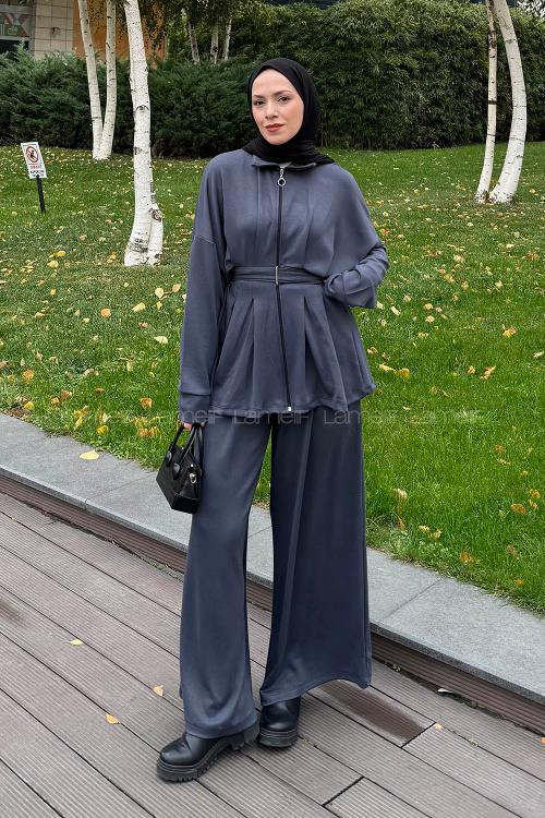 Lamelif Pile Detaylı Takım Antrasit