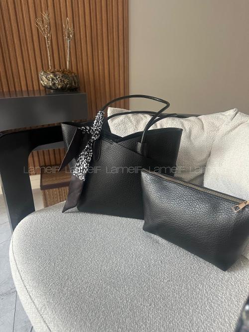 Fular Detaylı Yavrulu El   ve Omuz Çantası