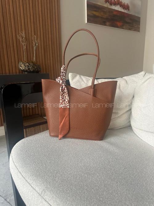 Tan With A Tie Skin Hand Bag Arm Bag Bag