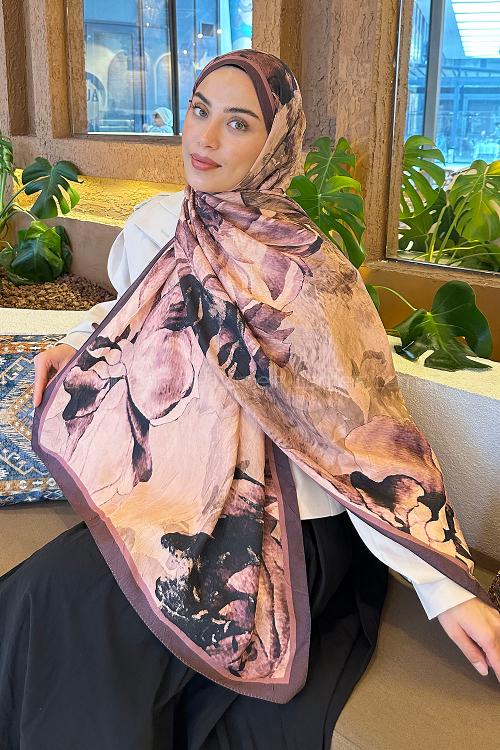 Plum Cotton Fabric Striped Printed Shawl