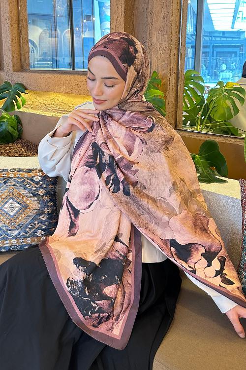 Plum Cotton Fabric Striped Printed Shawl