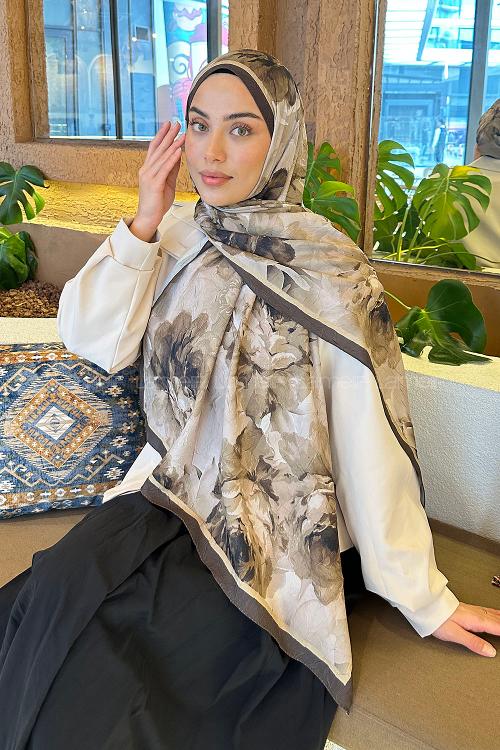 Lamelif Flower Desen Bambu Şal Mint Yeşili