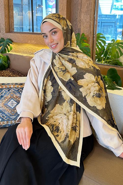 Lamelif Flower Desen Bambu Şal Sarı