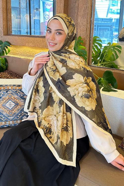 Lamelif Flower Desen Bambu Şal Sarı