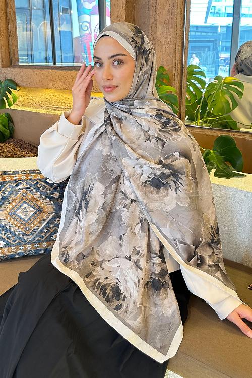 Lamelif Flower Desen Bambu Şal Toprak