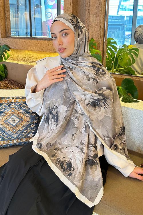 Lamelif Flower Desen Bambu Şal Toprak