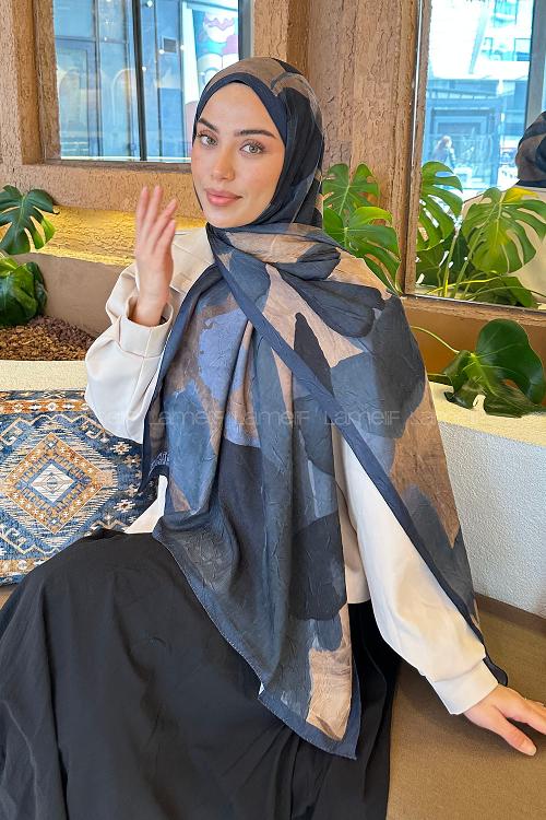 Plaid Blue Cotton Fabric Striped Printed Shawl