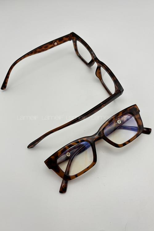 Lamelif Belis Leopar Çerçeve Şeffaf Gözlük