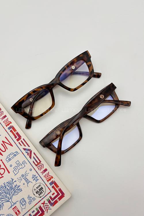 Lamelif Belis Leopar Çerçeve Şeffaf Gözlük