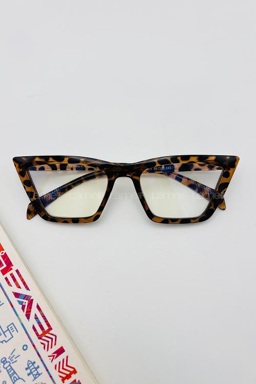 Lamelif Cat Leopar Çerçeve Şeffaf Gözlük