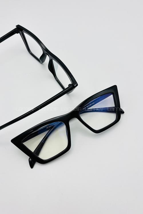 Lamelif Cat Siyah Çerçeve Şeffaf Gözlük