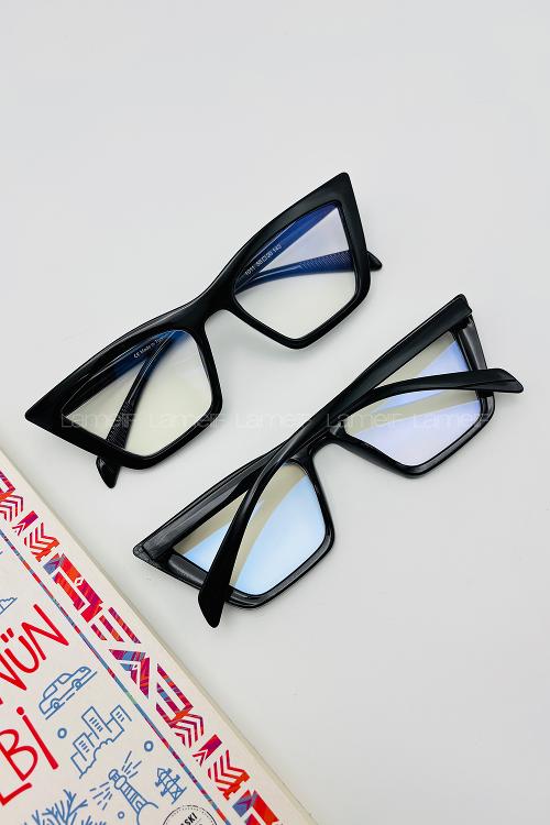 Lamelif Cat Siyah Çerçeve Şeffaf Gözlük