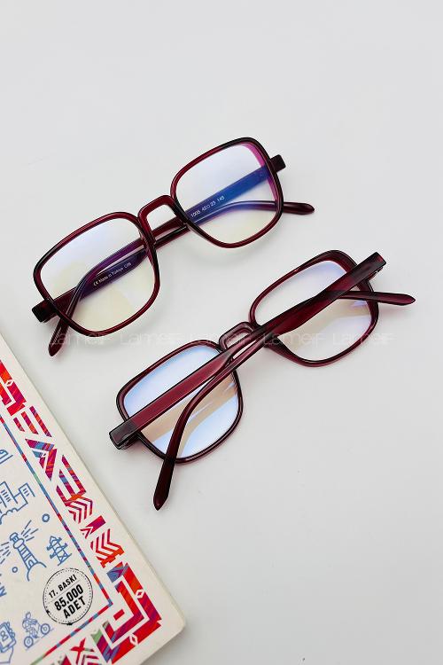 Lamelif Dore Bordo Çerçeve Şeffaf Güneş Gözlüğü