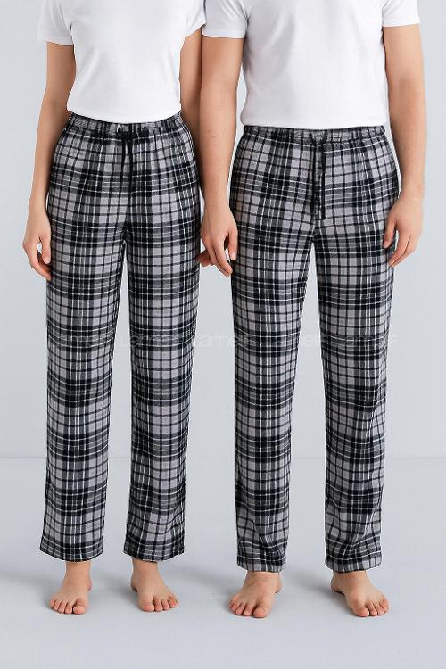 Lamelif Ekose Desen Bay-Bayan Kombinasyon Pijama Alt