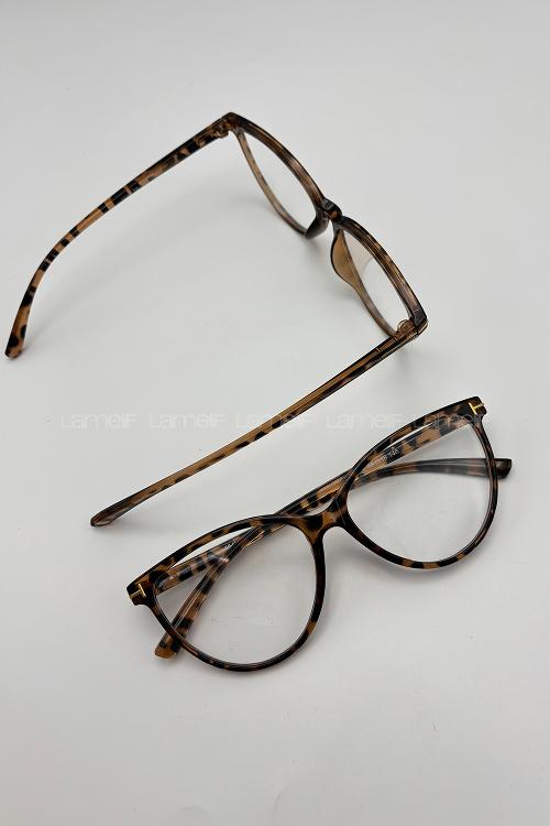 Lamelif Kedy Leopar Çerçeve Şeffaf Gözlük