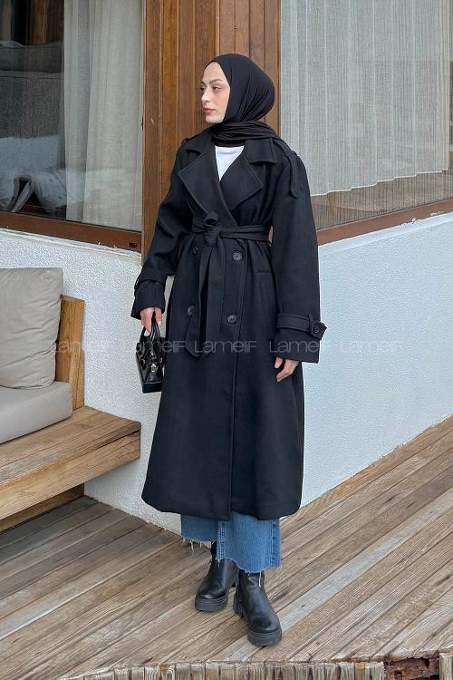 Lamelif Oversize Kaban Siyah