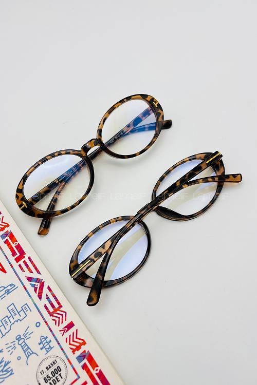 Lamelif Pinto Leopar Çerçeve Şeffaf İmaj Gözlük