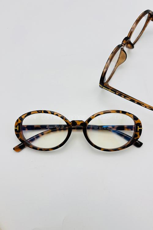 Lamelif Pinto Leopar Çerçeve Şeffaf İmaj Gözlük