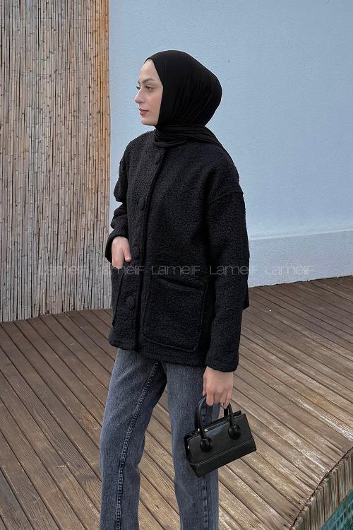 Lamelif Teddy Ceket Siyah