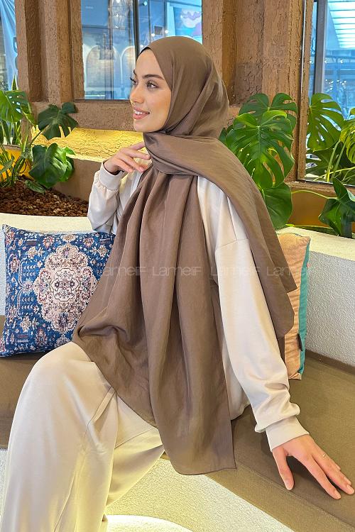 Lamelif Brisa Vual Şal Kahverengi