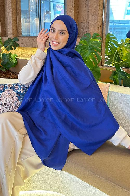 Lamelif Brisa Vual Şal Saks Mavisi