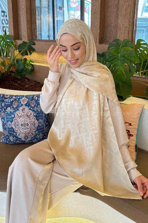 Lamelif F Desen Janjan Jakar Şal Camel