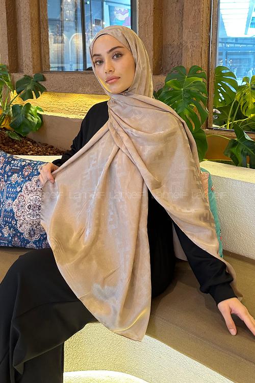 Lamelif F Desen Janjan Jakar Şal Koyu Vizon