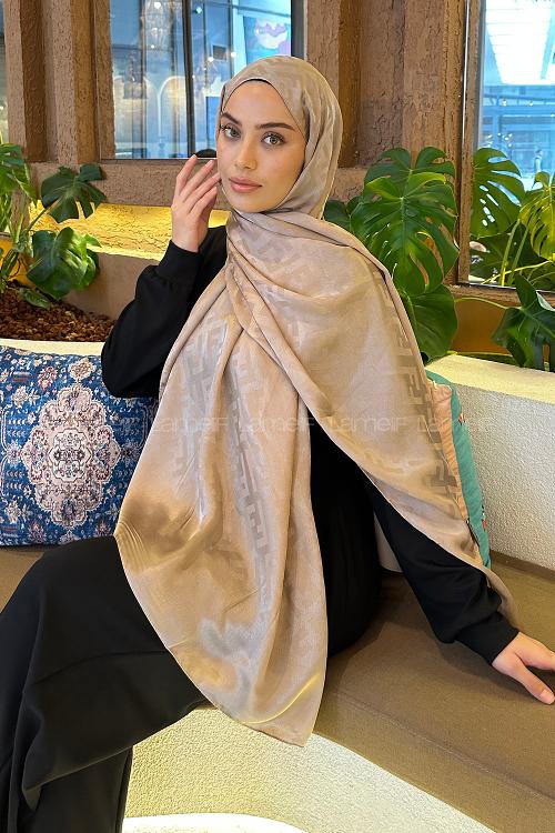 Lamelif F Desen Janjan Jakar Şal Koyu Vizon