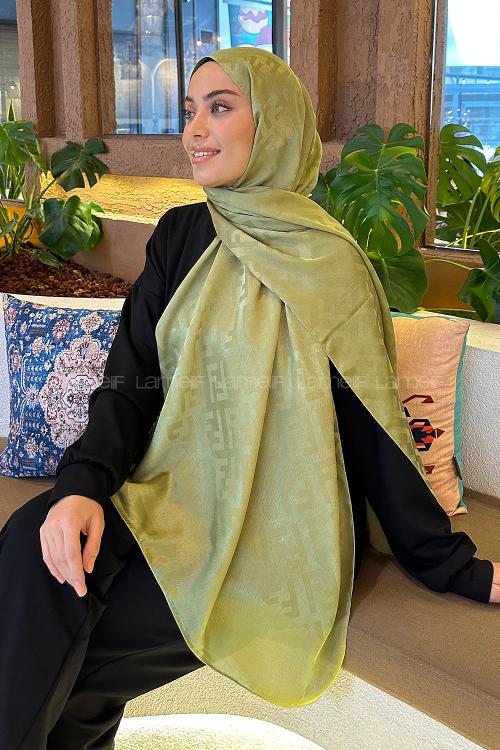 Lamelif F Desen Janjan Jakar Şal Mint Yeşili