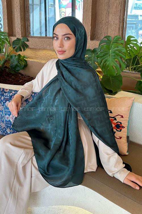 Lamelif F Desen Janjan Jakar Şal Zümrüt Yeşili