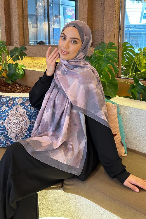 Lamelif Flora Garden Desen Bambu Şal Gül Kurusu