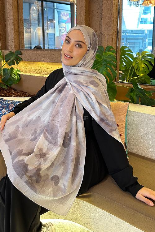 Lamelif Flora Garden Desen Bambu Şal Gümüş