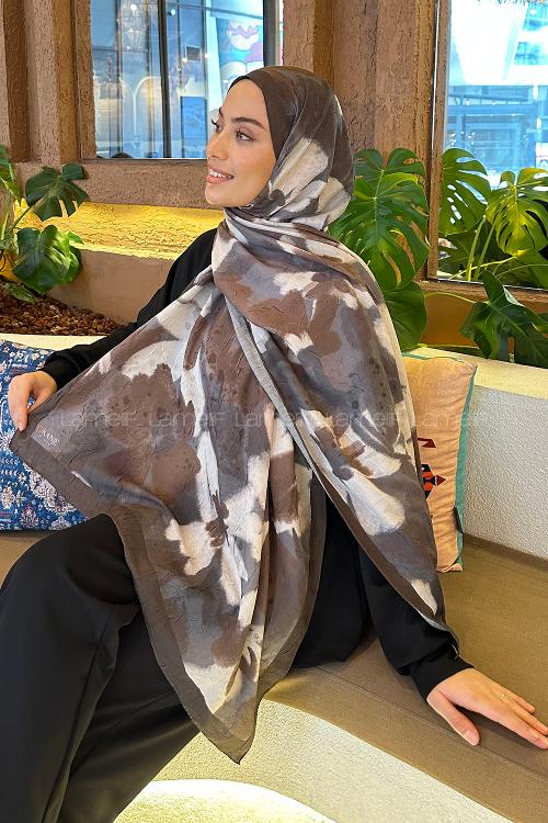 Lamelif Flora Garden Desen Bambu Şal Koyu Yeşil