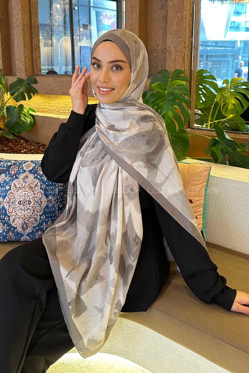 Lamelif Flora Garden Desen Bambu Şal Küf Yeşili