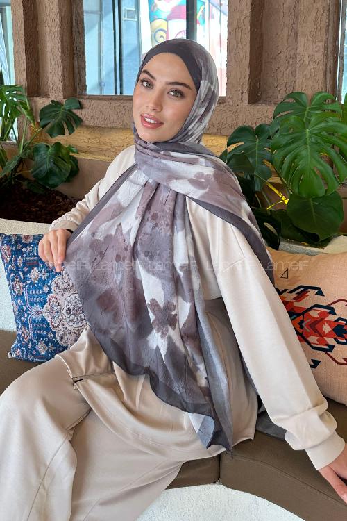 Lamelif Flora Garden Desen Bambu Şal Toprak