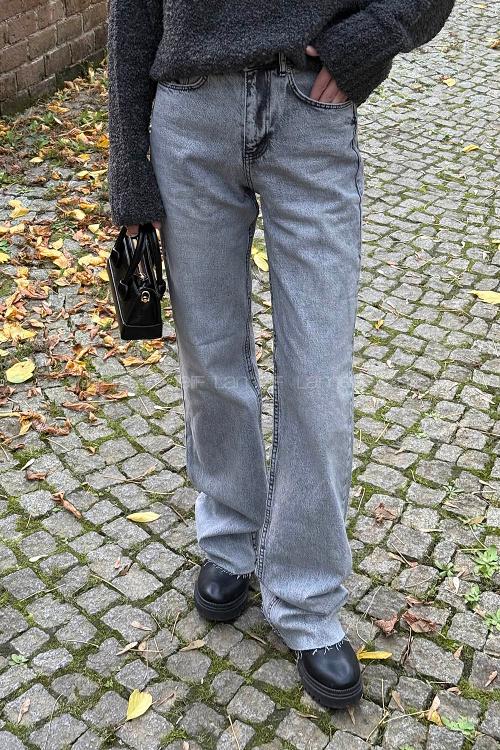 Gray Denim Normal Waist Denim Pants