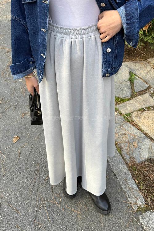 Lamelif Oysho Tesettür Etek Açık Gri